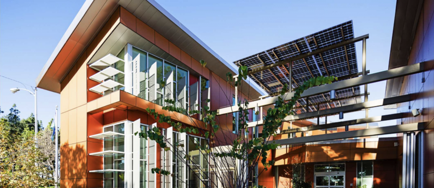 a library with a solar panel
