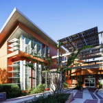 a library with a solar panel