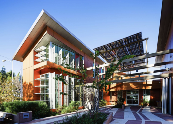 a library with a solar panel