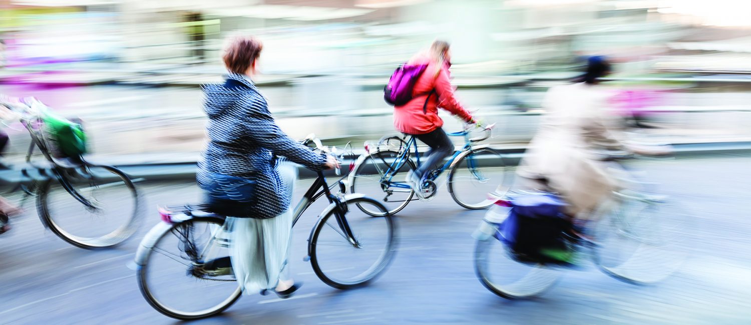 Blurred bike riders