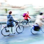 Blurred bike riders