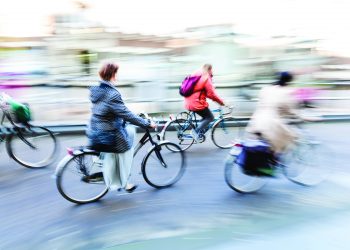 Blurred bike riders