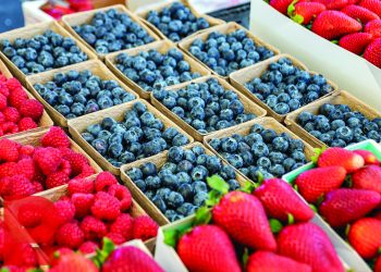 FARMERS MARKET fruit closeup