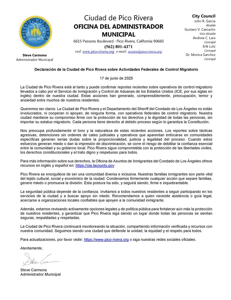 Pico Rivera Letter on ICE 6 17 25 SPAN